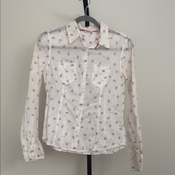 Floral Button-Up Sheer Blouse - Picture 1 of 6